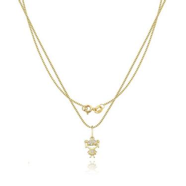 Imagem de Corrente Cordão Com Pingente Filho Ou Filha em Ouro 18K 750 - Sofistgo