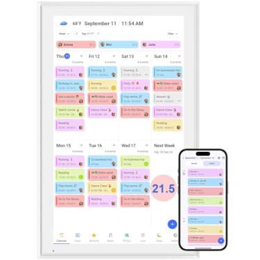 Imagem de BQQJDD Calendário digital inteligente de 54.6 cm – Calendário eletrônico de parede, tela sensível ao toque Full HD IPS 1920 x 1080, tabela eletrônica de tarefas para planejamento semanal/mensal da