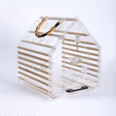 Imagem de Gaiola de pássaro, gaiola de pássaro portátil acrílica, respirável, ornamental, para uso ao ar livre, fácil de limpar, ninho de pássaro (médio)
