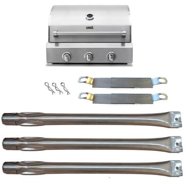 Imagem de 3 Queimadores + 2 Tubos Em Inox 304 Para A Churrasqueira A Gás Evol Verona, Peças Da Linha Premium