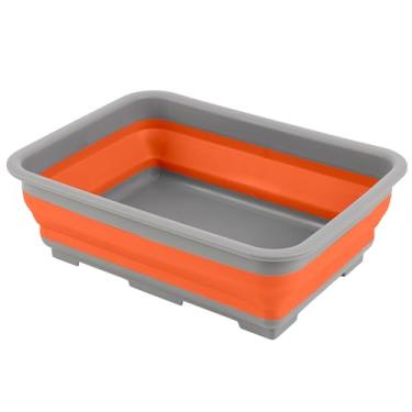 Imagem de Wakeman Cesto dobrável multiuso portátil para lavagem/banheira de pratos/balde de gelo com capacidade de 10 L para acampamento, bagagem, mais, laranja