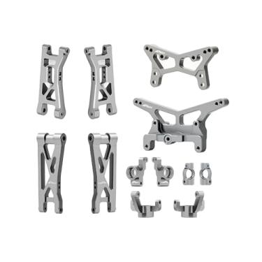 Imagem de NMNRC Alum Shock Tower, Suspension Arm, Front Steering Knuckles, Caster Blocks C Hubs and Rear Hubs Compatible with Losi 1/24 Micro-B 1/28 Micro-T Upgrades Part Gray