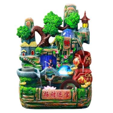 Imagem de XFNVXC Fonte decorativa interna de mesa fonte de água criativa ornamento pequeno tanque de peixes escritório fortuna ornamento de mesa Rockery Fountain casa