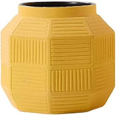 Imagem de Vaso amarelo moderno vaso de cerâmica mesa de jantar arranjo floral aparelho floral decoração de escritório em casa decoração exibição artesanato vasos vaso decoração de escrita