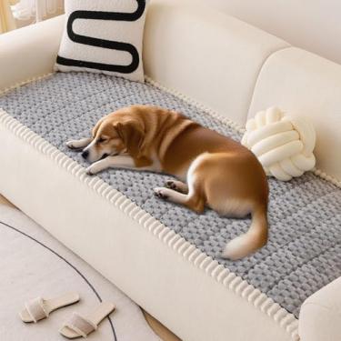 Imagem de VClife Capa de sofá cinza claro difusa para sofá com 2 almofadas (70 x 150 cm), capa de sofá antiderrapante para cães e animais de estimação, lavável