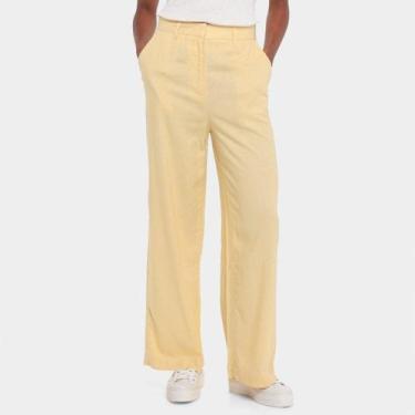 Imagem de Calça Hering Alfaiataria Reta Feminina, Amarelo, 42