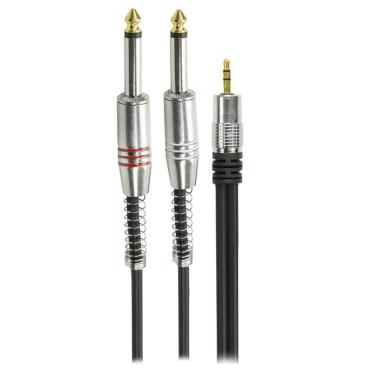 Imagem de Cabo P2 Estereo Para 2 P10 Mono Plug Metal 2 Metros 018-8048