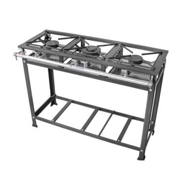 Imagem de Fogão Industrial 3 Bocas Alta Pressão 30x30 Mr Fogoes - MRFOGOES