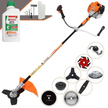 Imagem de Máquina de Corta Grama Vulcan VR520H À Gasolina 52cc 2,5HP 10.000rpm Multifunções Completa Com Carretel de Nylon + 7 Opções de Corte + ÓLEO STIHL 2T