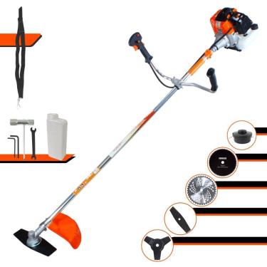 Imagem de Máquina de Cortar Grama Vulcan VR430-S À Gasolina 2 Tempos 43cc 1,7HP 10.000rpm Roçadeira  Completa Multifuncional Com 5 Opções de Cortes