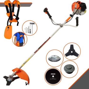 Imagem de Roçadeira Cortador de Grama VR620H Vulcan À Gasolina 62cc 3HP 12.500rpm Com Carretel Nylon + Faca 3 Pontas + Faca 80 Dentes + Escova de Aço 38 Cerdas