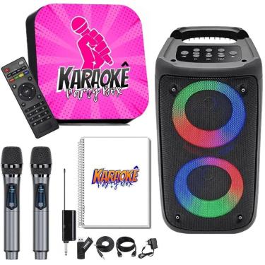 Imagem de Karaoke Profissional +2Mic Sem Fio +Caixa De Som +Catalogo