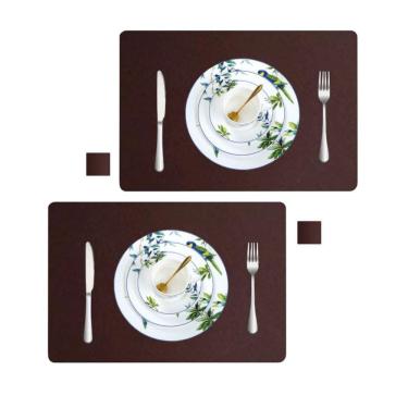 Imagem de Jogo Americano Sousplat Retangular 16 Pçs Limpa Facil Couro