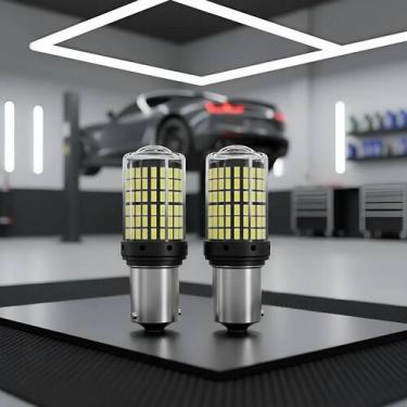 Imagem de Par lampada led 1 polo luz de ré mais forte 144 leds branca 6000k 12v 