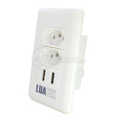 Imagem de Tomada De Parede 2 Entrada Fonte 2 Usb 5v 10a Bivolt