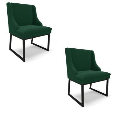 Imagem de Cadeira Sala de Jantar Industrial Preto kit 2 Liz Bouclê Verde D03 - D'Rossi