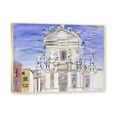 Imagem de NHLDZYH Moldura champanhe. Folhas impressionistas, (Igreja de Veneza) de Raoul Dufy, reprodução de quadros, quadros de pinturas famosas, imagem murais quartos. 60x80cm