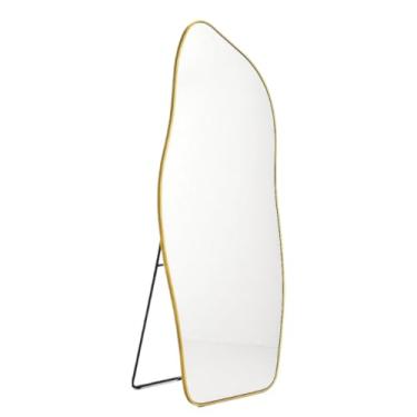 Imagem de Espelho Base Reta Corpo Inteiro 170x70 Com Suporte de Chão Moldura Alumínio Quarto Sala Decorativo(MAGNUS DOURADO)