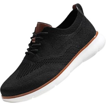 Imagem de Sapato social masculino com cadarço Oxfords Work Tênis de malha leve esportivo caminhada tênis de malha casual, Branco, 8