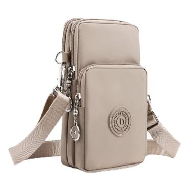Imagem de Bolsa tiracolo pequena para mulheres - Bolsas de telefone com alça transversal - Bolsa de braço de nylon leve para essenciais cáqui grande