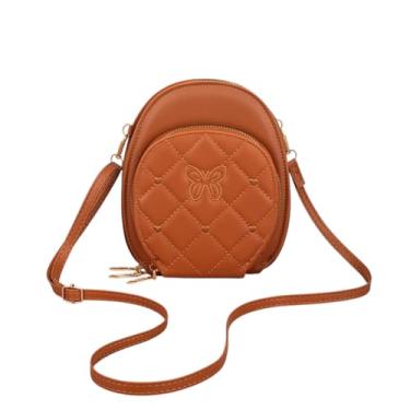 Imagem de Bolsa tiracolo pequena para mulheres elegante bolsa de celular com dois compartimentos mini bolsa transversal, Marrom, Medium, marrom
