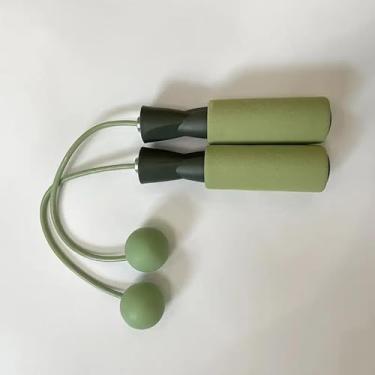 Imagem de 1 corda de pular sem fio pesada para treinamento físico eficaz - perfeita para exercícios internos e externos, bola verde