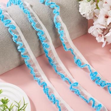 Imagem de Fita elástica de elastano de renda de nylon de 2,3 cm com babados e acabamento elástico de chiffon para amarrar o cabelo, faixa de cabeça, costura, artesanato, decoração de casa, cortina, ornamnet