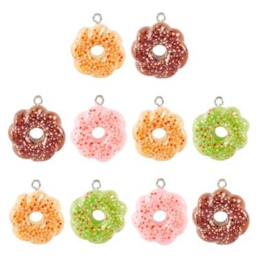 Imagem de 10 pingentes de resina, pingentes de rosquinha com argolas de ferro de platina para chaveiros, brincos, pulseiras, colares, fabricação de joias e artesanato, cores mistas, 24,5 ~ 25 x 20,5 ~ 22 x 9 mm