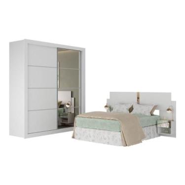Imagem de Guarda Rroupas Casal E Cabeceira Com 2 Mesas De Cabeceira E Espelhos M