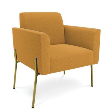 Imagem de Poltrona Sala De Estar Pé Ferro Dourado Marisa Bouclê Mostarda D03 - D'rossi