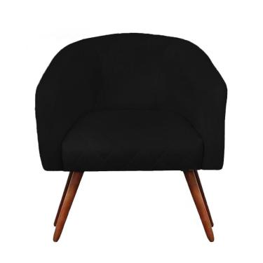 Imagem de Poltrona Bianca Com Tressê Suede Pés Palito Castanho - D'rossi Cor Preto