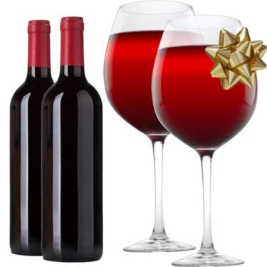 Imagem de Taça de vinho gigante extragrande GG (pacote com 2, 950 g cada) - Comporta uma garrafa cheia de vinho ou coquetéis jumbo - Diversão de vidro extragrande para tábuas de charcutaria de outono