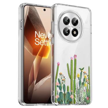 Imagem de Unov Capa compatível com OnePlus 13 5G transparente com cacto plantas floral buquê de flores design feminino TPU macio absorção de choque fina padrão em relevo capa protetora traseira