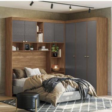 Imagem de Guarda-Roupa Casal Modulado Toledo 7 Portas 4 Gavetas Jatoba/Grafite -