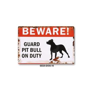 Imagem de Sinal de aviso: Beware Guard Pit Bull on Duty, vinil de 10 unidades - 