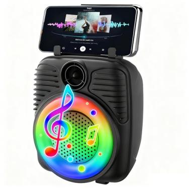 Imagem de Caixa de Som Bluetooth Portátil 10W RGB com Suporte para Celular, Mini Soundbar com Microfone, Conexão Bluetooth 5.0 Estável, Som Potente e Claro, Bateria de Longa Duração