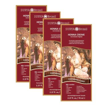 Imagem de Kit 4 Henna Creme Surya Brasil Castanho Claro Kit