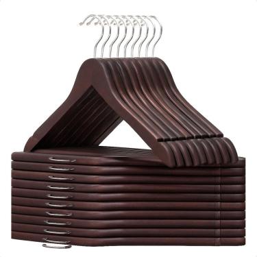 Imagem de Kit 50 Cabide De Madeira Para Organização De Roupas