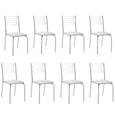 Imagem de Kit 8 Cadeiras Nanda Cromada Corino Branco