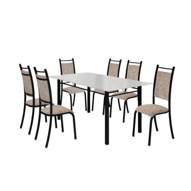 Imagem de Conjunto Verona 06 Cadeiras Com Base Piauí Bm Tubulares Off White-courino 12