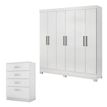 Imagem de Cômoda Astral E Guarda Roupa Casal Prático Branco - Demóbile