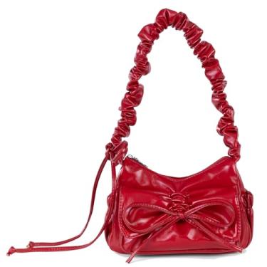 Imagem de Bolsa de mão prateada Evening Y2k - Bolsa tiracolo Hobo moderna, pequena bolsa clutch feminina festa todos os dias, Vermelho