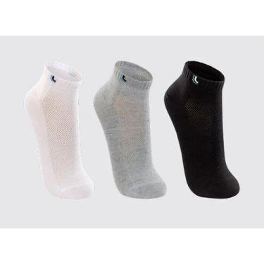 Imagem de Lupo Kit 3 Pares Meia Cano Baixo Unissex Modelo 03225, Cinza, Preto, B