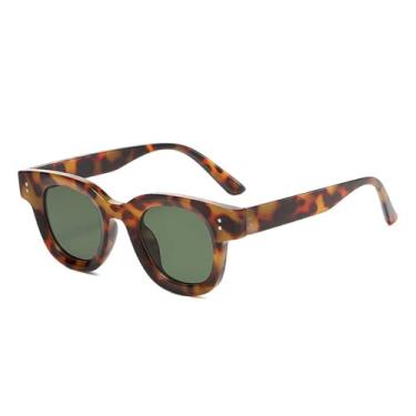 Imagem de Óculos de Sol Femininos com Lentes Transparentes Estilo Oceano e Rebites, Modelo Punk Leopardo, Proteção UV400, Ideais para Esportes ao Ar Livre, Corrida e Ciclismo, Estampa de Leopardo Verde Escuro