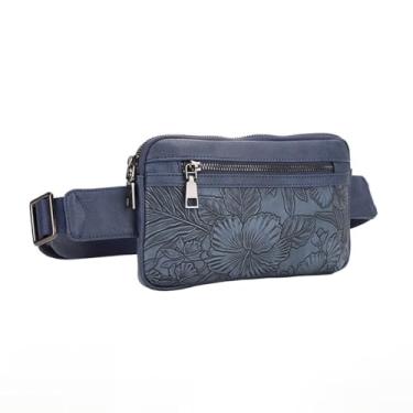 Imagem de Liz Soto Mia Pochete feminina – Bolsa transversal de couro vegano, bolsa de cintura conversível para viagens, Azul marino