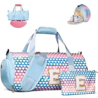 Imagem de Vogewood Presente para meninas de 3, 4, 5, 6, 7, 8, 9, 10, 11 e 12 anos, bolsa de viagem para meninas, bolsa infantil com compartimento para sapatos, bolsa de dança de balé de ginástica personalizada