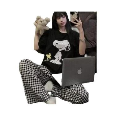 Imagem de Calças De Pijama Femininas De Verão Em Xadrez Casuais Respiráveis Com 