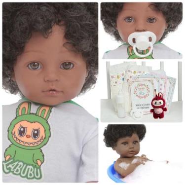 Imagem de Bebe Reborn Masculino Silicone Negro Príncipe Com Itens - Cegonha Rebo