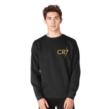 Imagem de Moletom CR7 com design de futebol dourado e branco para homens - Light