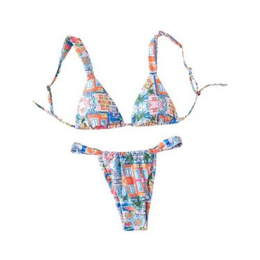 Imagem de Conjunto de biquíni feminino de cintura alta com estampa floral - Marc